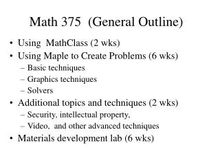 Math 375 (General Outline)