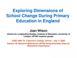 Exploring Dimensions of School Change During Primary Education in England