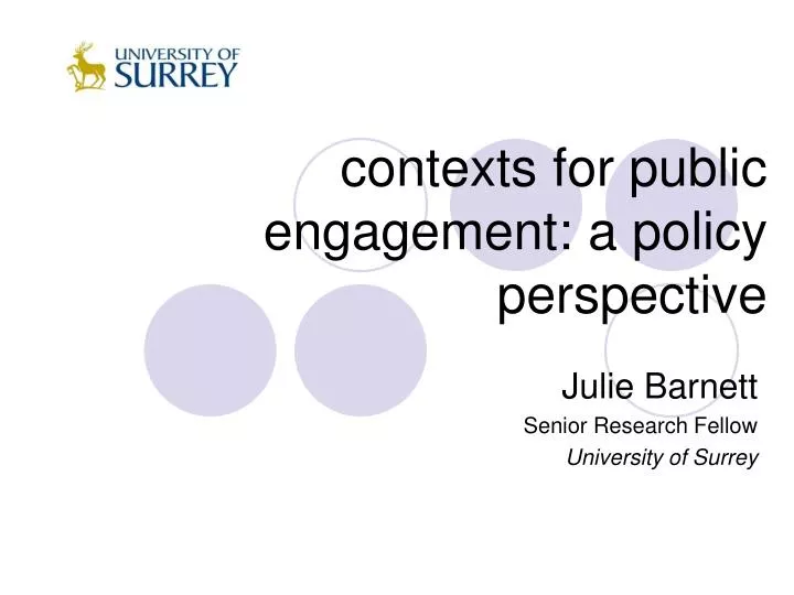contexts for public engagement a policy perspective