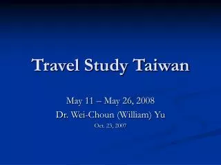 Travel Study Taiwan