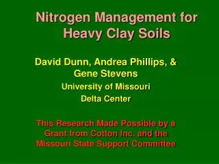 Nitrogen Management for Heavy Clay Soils