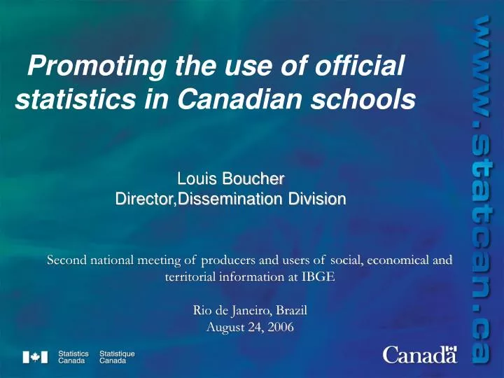 promoting the use of official statistics in canadian schools