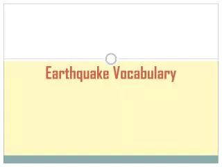 Earthquake Vocabulary