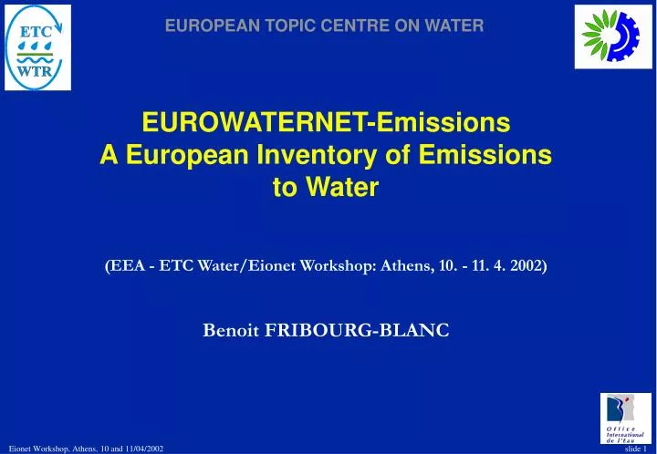 eurowaternet emissions a european inventory of emissions to water