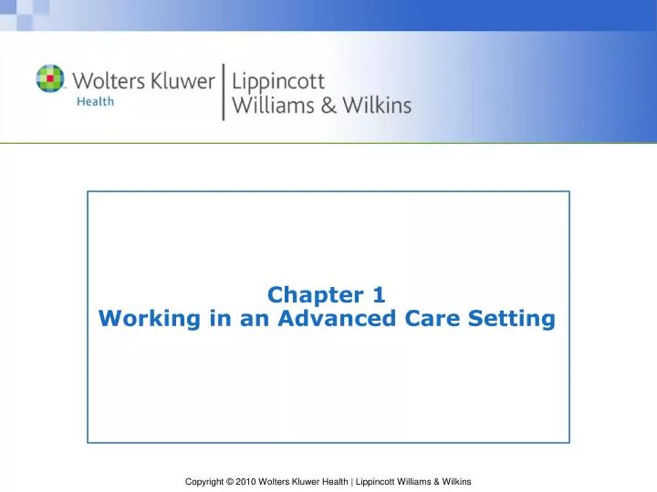 chapter 1 working in an advanced care setting