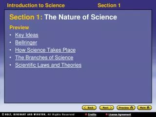 Section 1: The Nature of Science