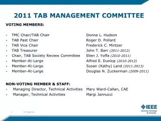 2011 TAB MANAGEMENT COMMITTEE