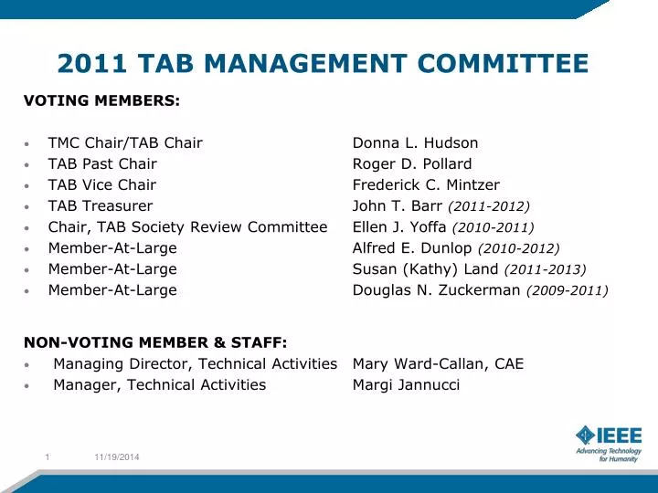 2011 tab management committee