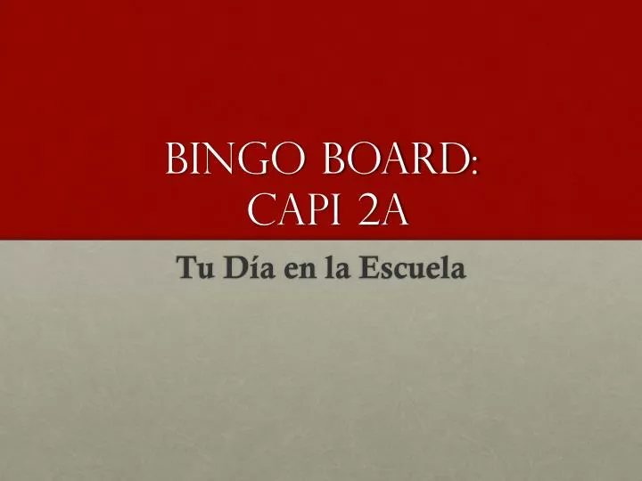 bingo board capi 2a