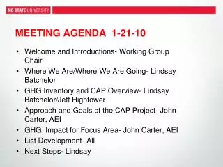 MEETING AGENDA 1-21-10