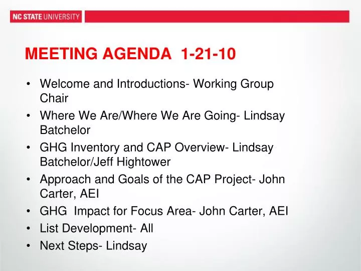 meeting agenda 1 21 10