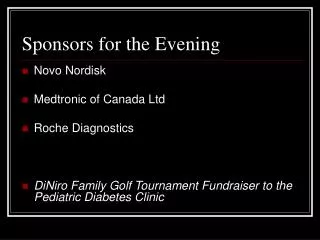 Sponsors for the Evening