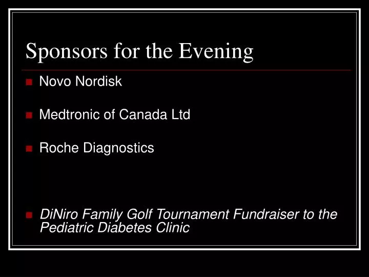sponsors for the evening