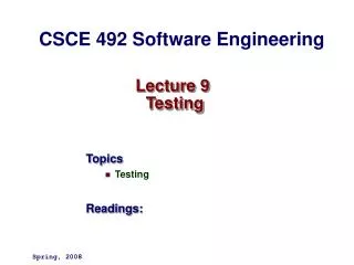 Lecture 9 Testing