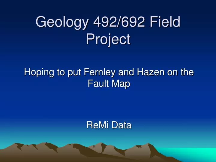 geology 492 692 field project