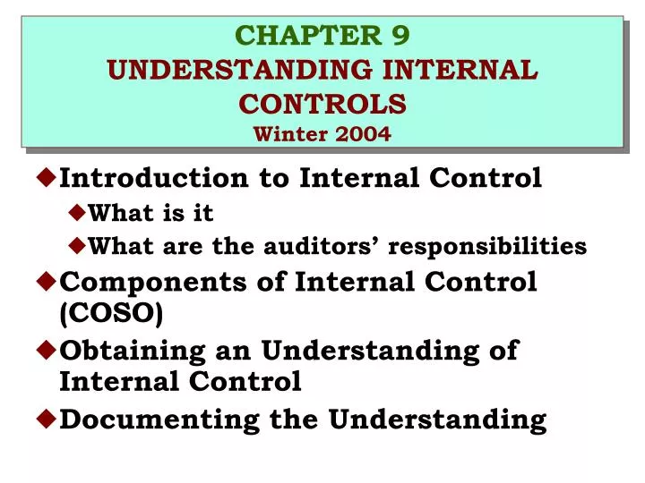 chapter 9 understanding internal controls winter 2004