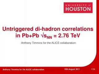Untriggered di-hadron correlations in Pb+Pb ?s NN = 2.76 TeV