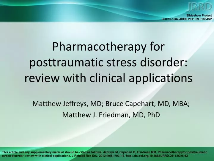 pharmacotherapy for posttraumatic stress disorder review with clinical applications