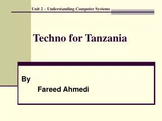 Techno for Tanzania