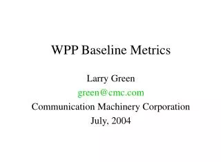 WPP Baseline Metrics