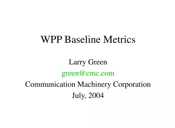 wpp baseline metrics