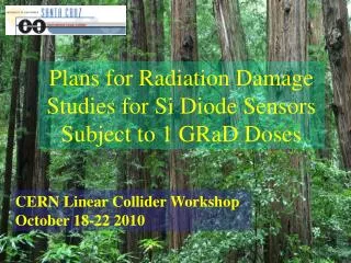 Plans for Radiation Damage Studies for Si Diode Sensors Subject to 1 GRaD Doses