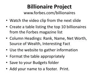 Billionaire Project forbes/billionaires