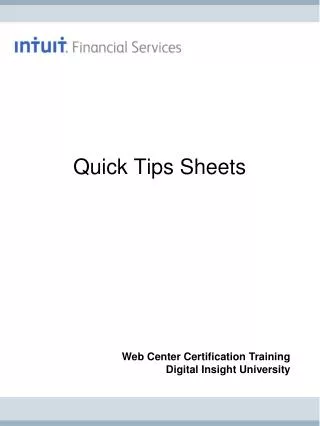 Quick Tips Sheets