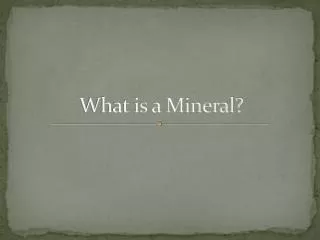 what is a mineral