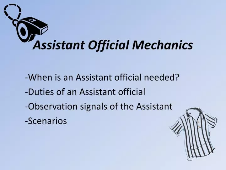 assistant official mechanics