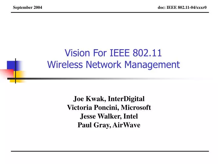 vision for ieee 802 11 wireless network management