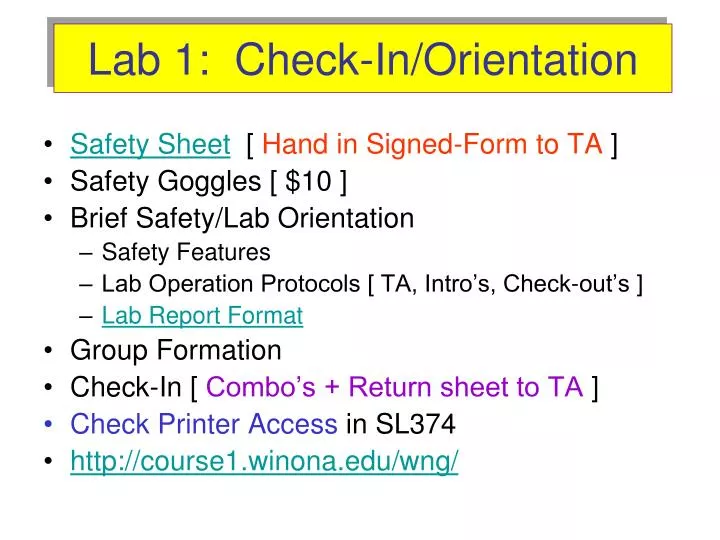 lab 1 check in orientation