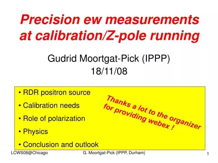 precision ew measurements at calibration z pole running