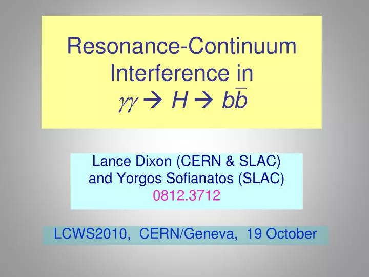 resonance continuum interference in gg h bb