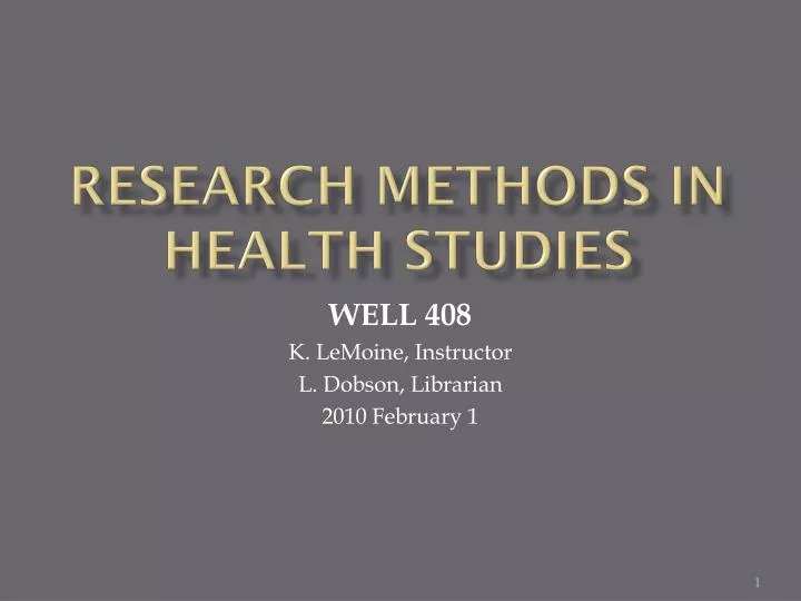 research methods in health studies