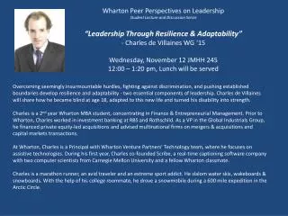 Wharton Peer Perspectives on Leadership Student Lecture and Discussion Series
