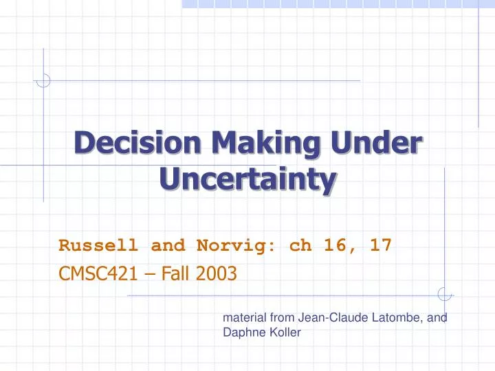 decision making under uncertainty