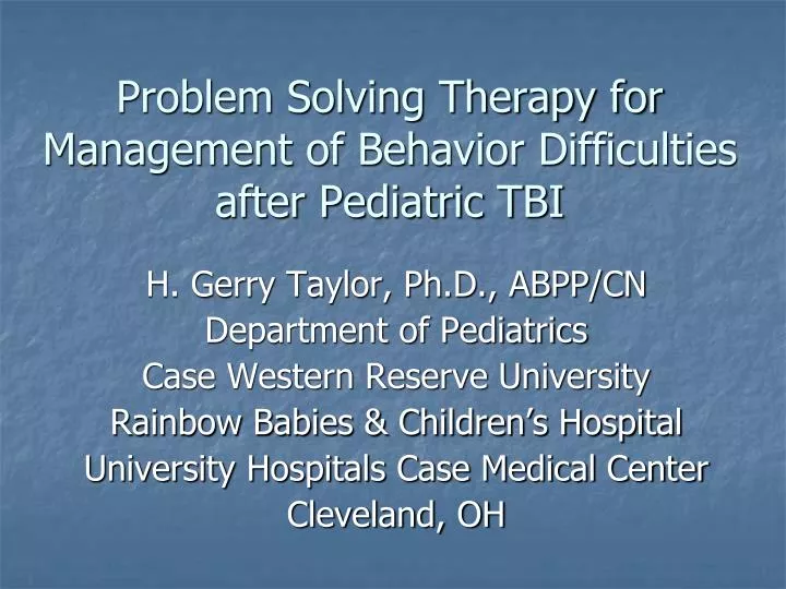 problem solving therapy for management of behavior difficulties after pediatric tbi