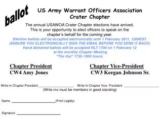 US Army Warrant Officers Association Crater Chapter