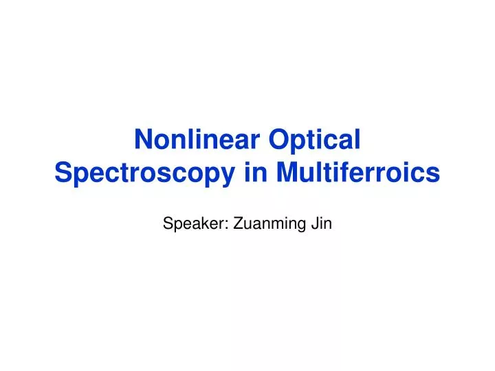 nonlinear optical spectroscopy in multiferroics