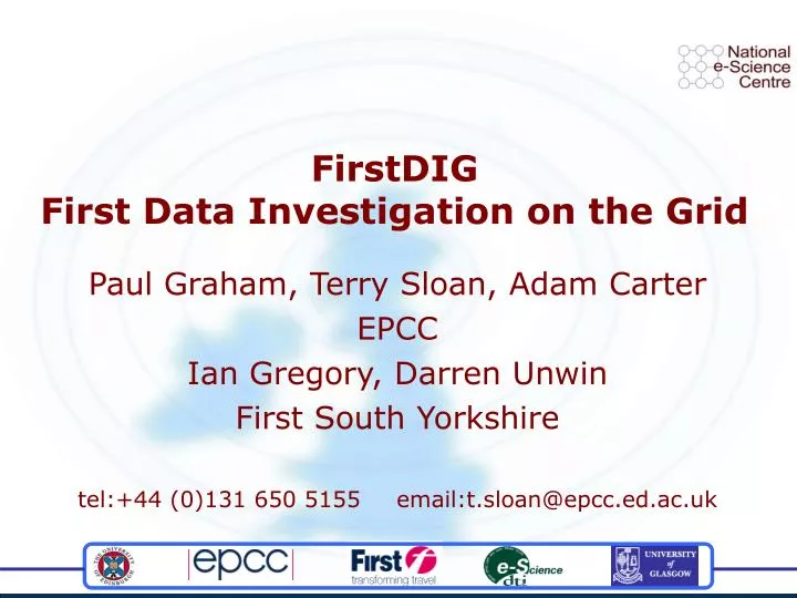 firstdig first data investigation on the grid