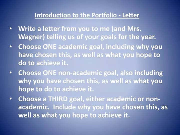 introduction to the portfolio letter