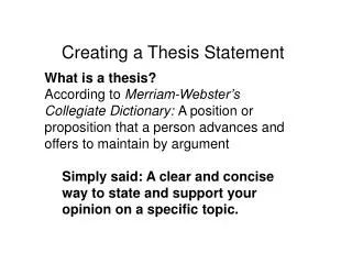 Creating a Thesis Statement