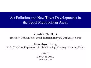 Air Pollution and New Town Developments in the Seoul Metropolitan Areas
