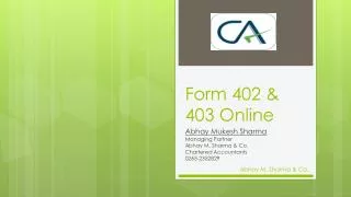 Form 402 &amp; 403 Online