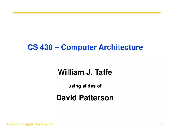 cs 430 computer architecture