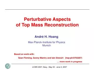 Perturbative Aspects of Top Mass Reconstruction