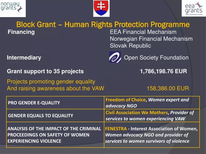 block grant human rights protection programme