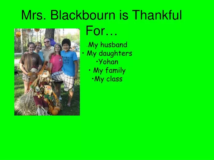 mrs blackbourn is thankful for