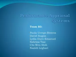 Performance Appraisal systems